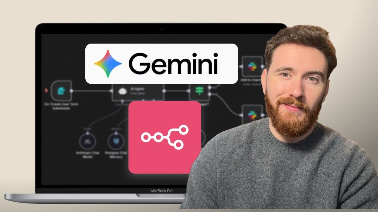 n8n + Gemini: Automate AI News Step by Step - AI tutorial video thumbnail