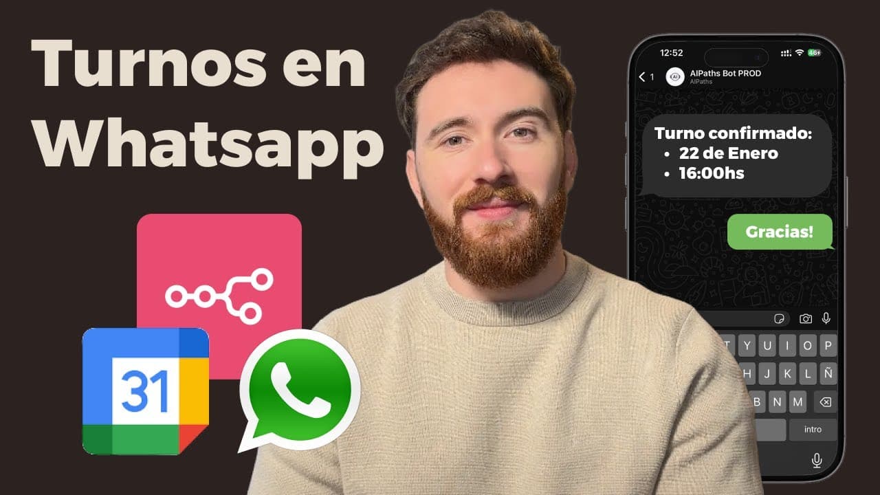 WhatsApp Chatbot: Automatically Schedule Appointments (n8n + Google Calendar) - AI tutorial video thumbnail